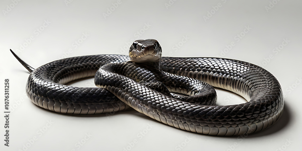 a coiled snake with various unique patterns and types, lying on a white background. Realistic view. created with generative AI a coiled snake with various unique patterns and types, lying on a white background. Realistic view. created with generative AI
