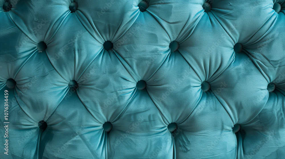 Fototapeta premium Turquoise upholstery with button tufting