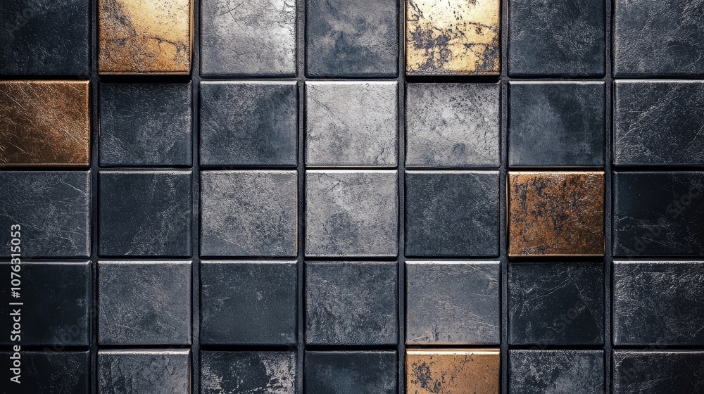 Metallic tile design background. Metallic tile design background.