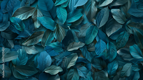 Wallpaper Mural Close-up of blue and turquoise leaves forming a textured background Torontodigital.ca