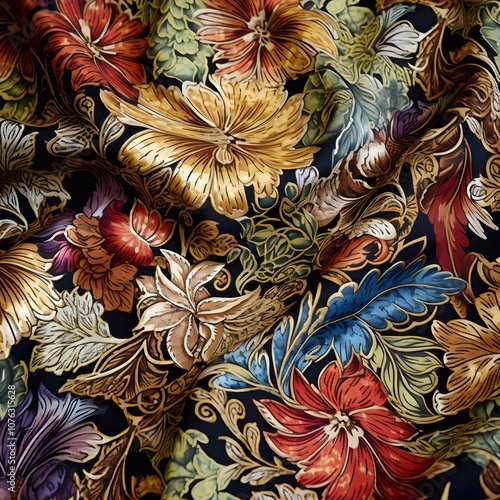 Floral fabric, flowing silk, fabric, fabric colors, colorful, fabric texture, beautiful colors.