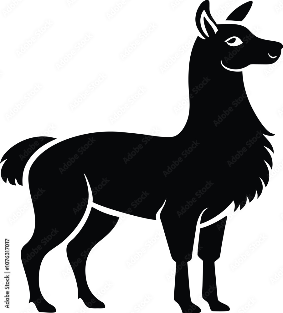 Naklejka premium llama silhouette , animal silhouette alpaca Silhouette vector black