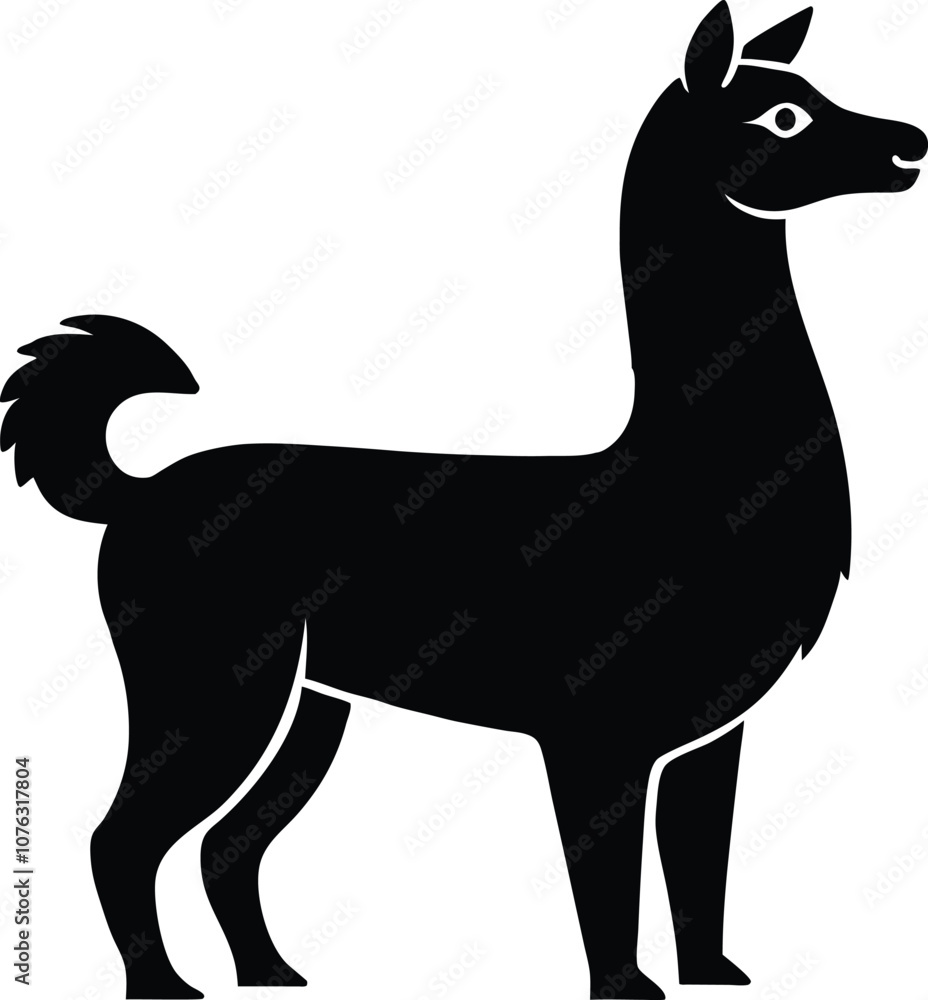 Obraz premium llama silhouette , animal silhouette alpaca Silhouette vector black