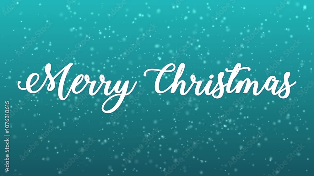 Text animation with Christmas white letters on a blue background with white snow, white lights Text animation with Christmas white letters on a blue background with white snow, white lights