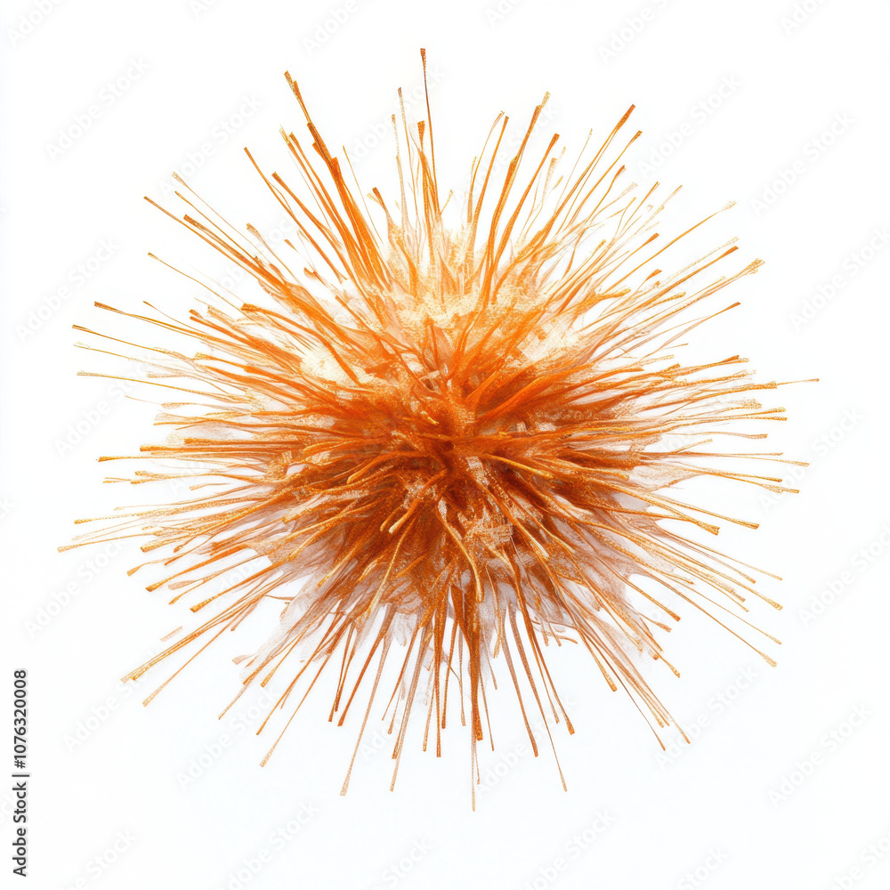 vibrant orange abstract shape resembling sea urchin with intricate details and textures, set against white background. spiky form creates dynamic and energetic visual vibrant orange abstract shape resembling sea urchin with intricate details and textures, set against white background. spiky form creates dynamic and energetic visual