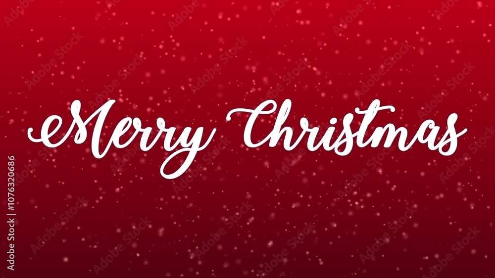 Text animation with Christmas white letters on a red background with white snow, white lights
Text animation with Christmas white letters on a red background with white snow, white lights