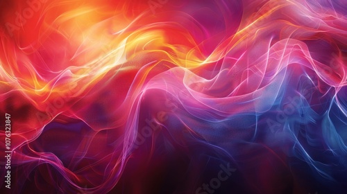 Abstract fiery and blue digital waves, colorful swirl background.