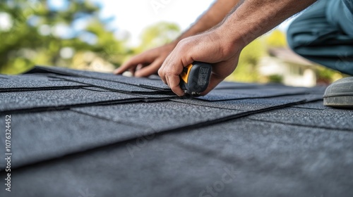 Roofing Contractor Installing New Shingles