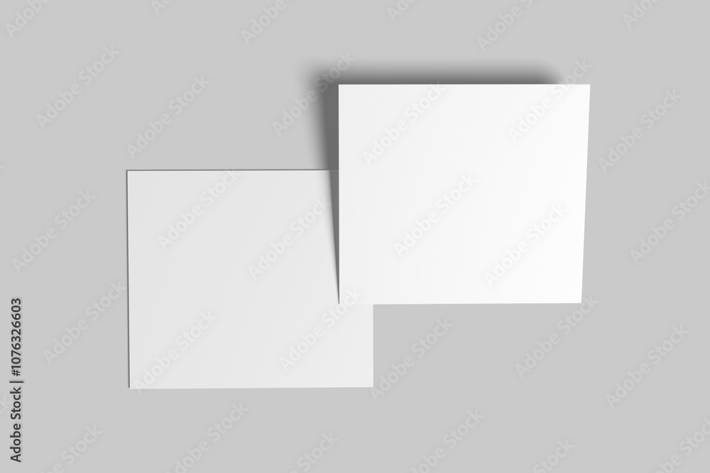 white paper square card with shadow isolated on white background. 3d rendering white paper square card with shadow isolated on white background. 3d rendering