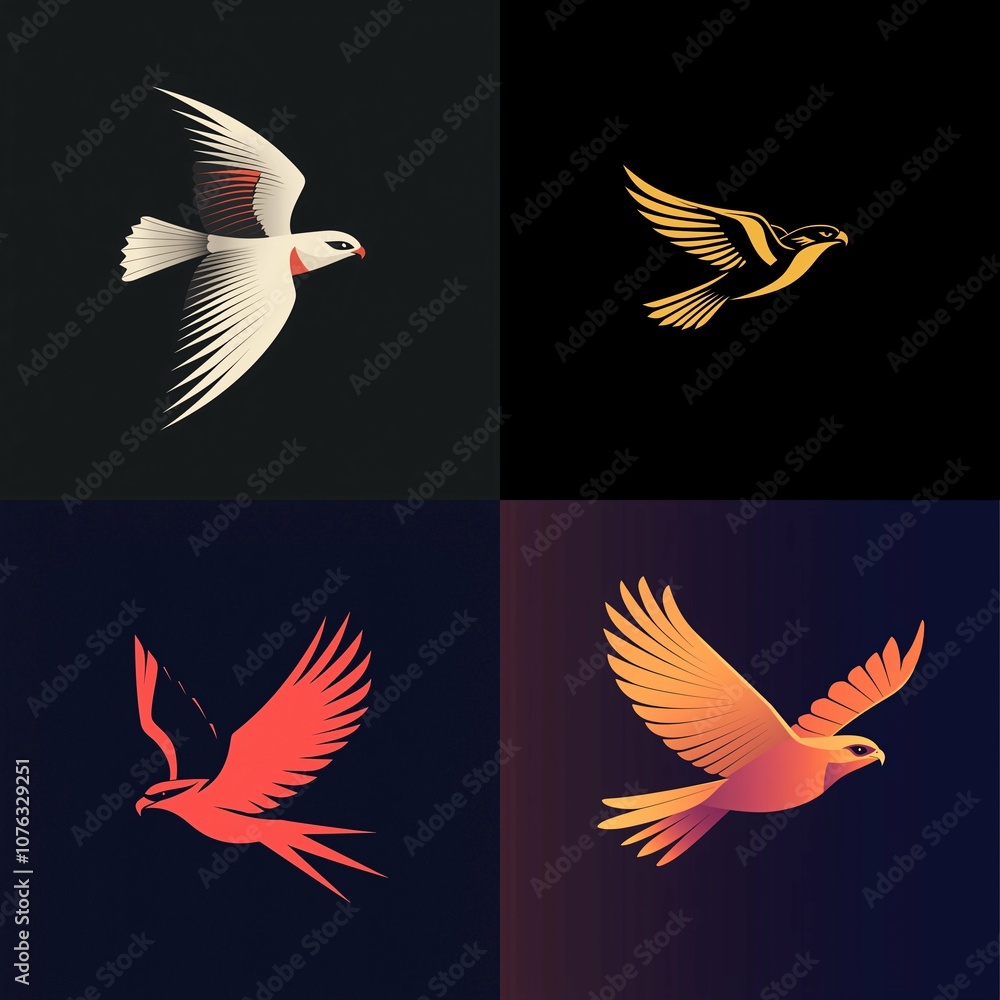 Fototapeta premium A sleek minimalist logo design featuring a stylized falcon silhouette in a streamlined form.