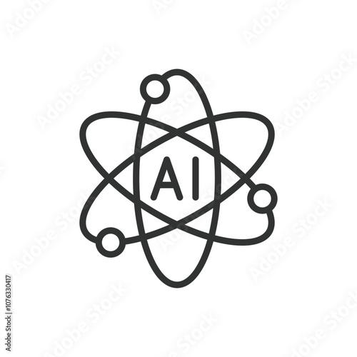 AI science, icon in line design. AI, science, technology, research, innovation, machine, learning on white background vector. AI science editable stroke icon