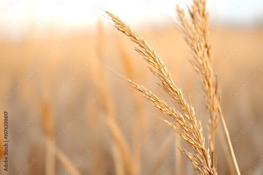 Golden wheat stalks shimmer in the sunlight, creating a serene and picturesque landscape in nature. Golden wheat stalks shimmer in the sunlight, creating a serene and picturesque landscape in nature.