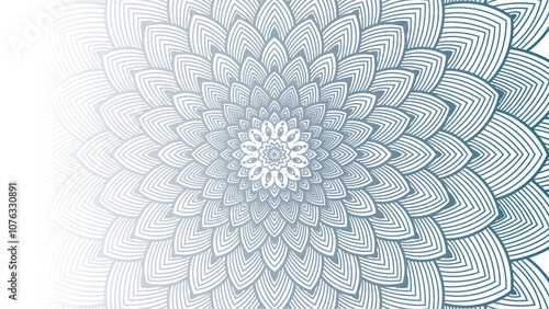 Round mandala on dreamy peach fuzz gradient background. Translucent mesh pattern in the form of a mandala. Mandala with floral patterns.Gradient background with round mandala.Vishal 