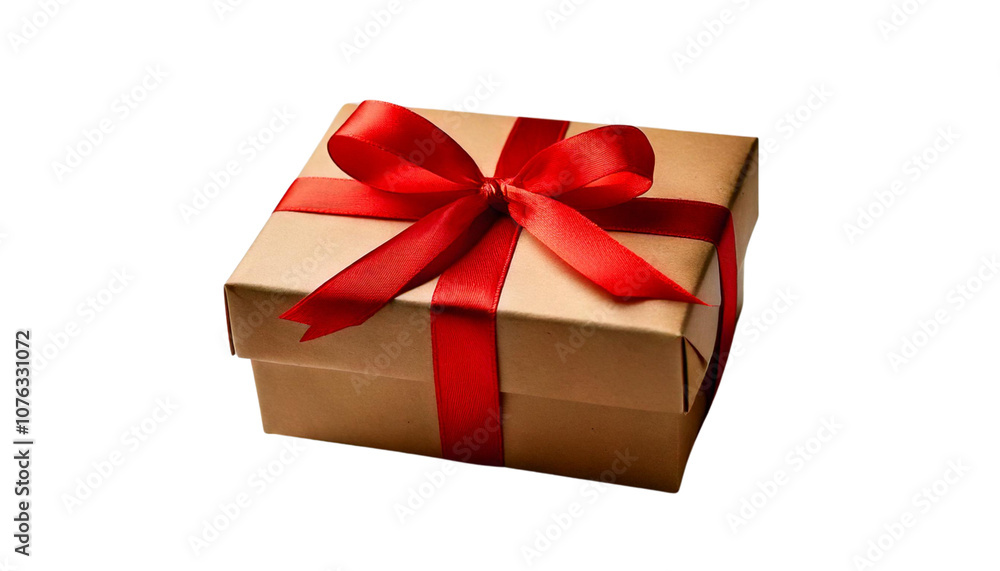 Brown gift box tied with red twine, rustic packaging for holidays and celebrations, eco-friendly gift wrap design,Isolated on transparent background, png Brown gift box tied with red twine, rustic packaging for holidays and celebrations, eco-friendly gift wrap design,Isolated on transparent background, png