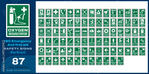 87 set iso emergency and first aid safety signs v28_oxygen resuscitator_portrait size a4/a3/a2/a1
