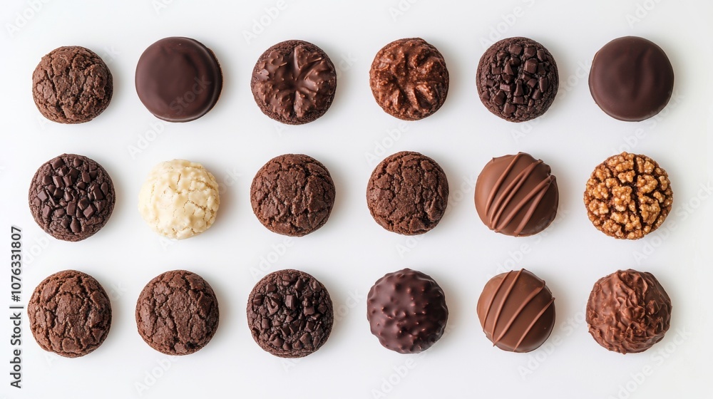 Chocolate cookies on white. Generative AI Chocolate cookies on white. Generative AI