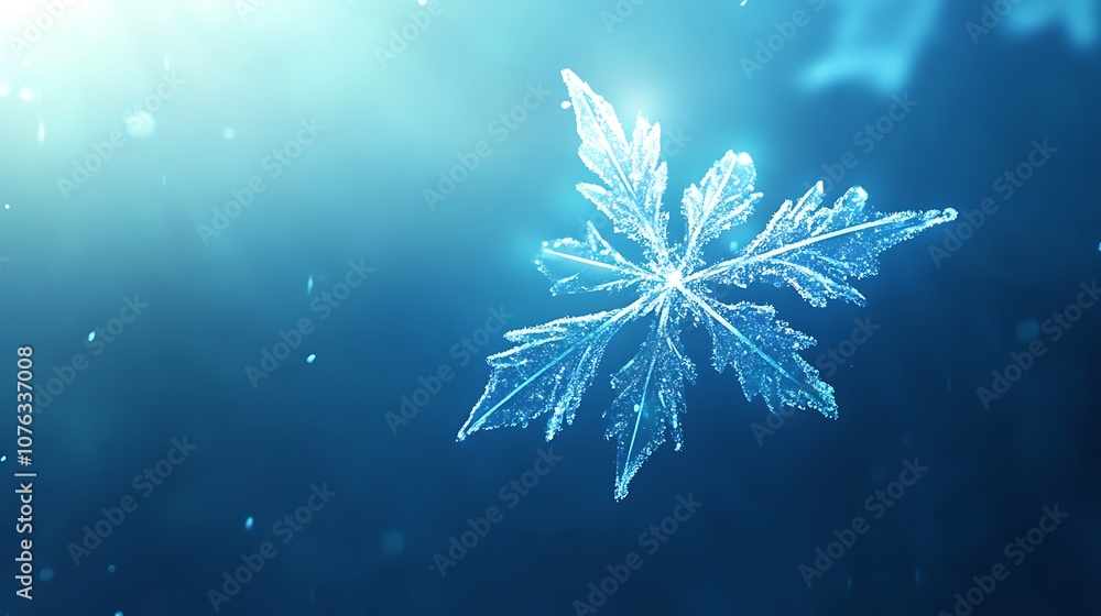 A Single Delicate Snowflake Against a Blue Sky A Single Delicate Snowflake Against a Blue Sky