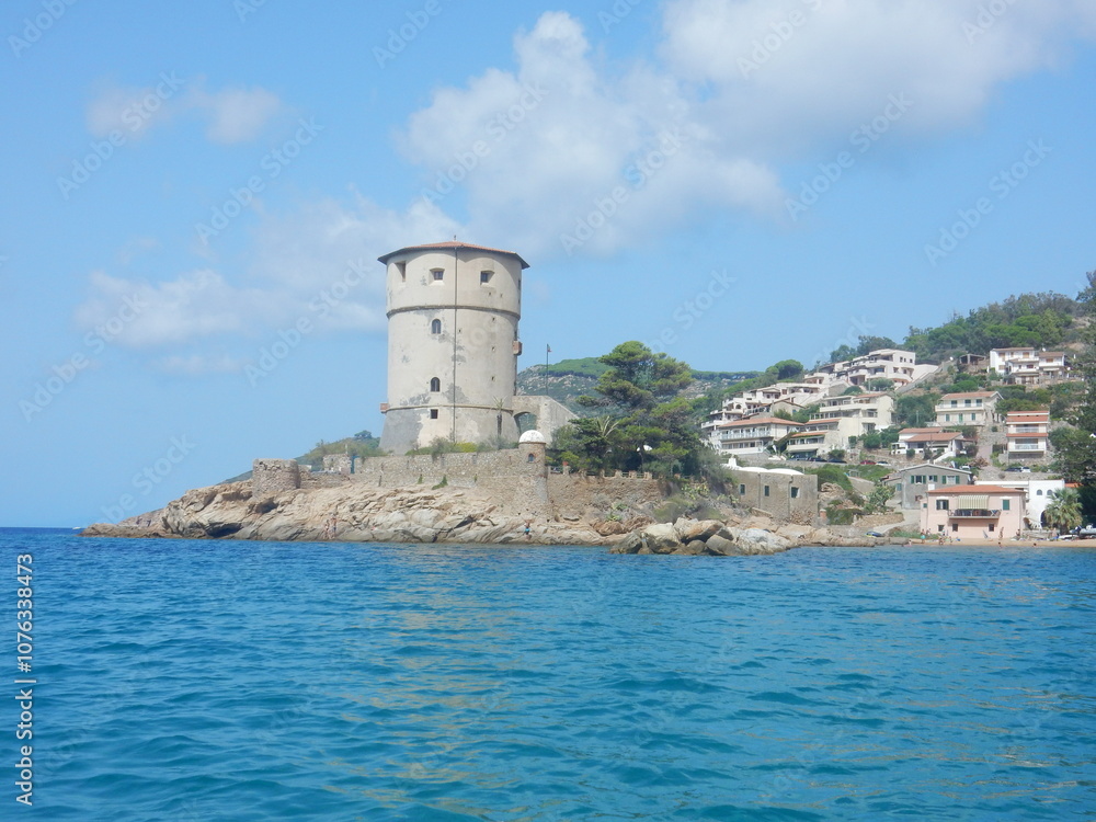 the old tower in Campese, Giglio island, Tuscan archipelago, Tuscany, Grosseto province, Tyrrhenian Sea, Italy the old tower in Campese, Giglio island, Tuscan archipelago, Tuscany, Grosseto province, Tyrrhenian Sea, Italy