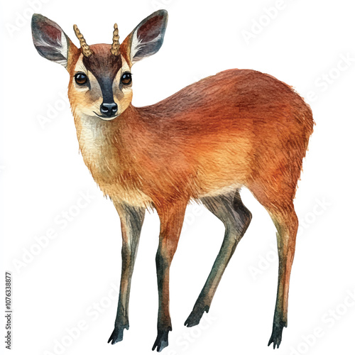cute Muntjac watercolor clipart illustration isolated