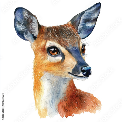 cute Muntjac watercolor clipart illustration isolated