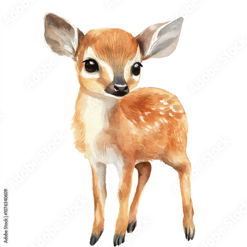 cute Muntjac watercolor clipart illustration isolated