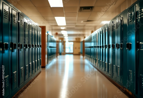 academic public corridor grade community technology academy hallway school empty campus education lockers line photo