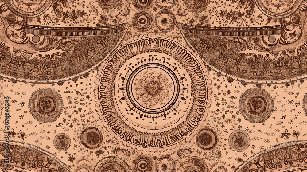 Obraz premium Ornate Circular Patterns in Brown and Beige Hues