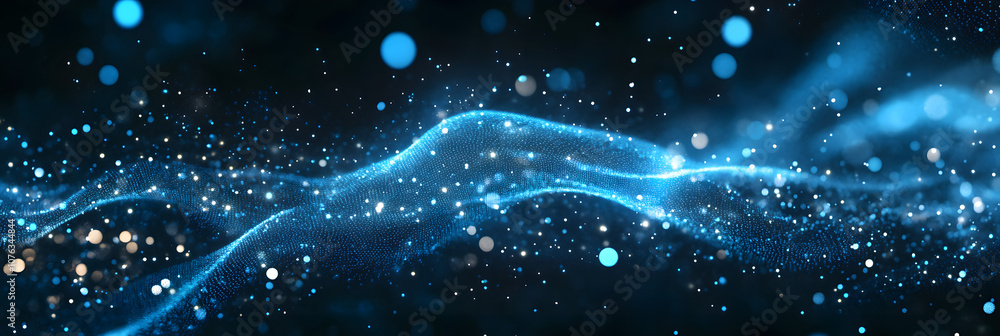 Space abstract particle wave background for long screen. Conference, technology, business, abstract, vector, background, wallpaper, horizontal screen, cover, poster, internet, AI, science Space abstract particle wave background for long screen. Conference, technology, business, abstract, vector, background, wallpaper, horizontal screen, cover, poster, internet, AI, science