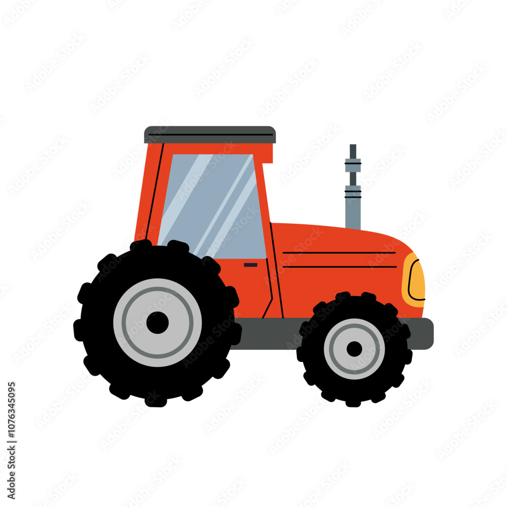 Obraz premium Tractor. Agricultural or farm machinery. Red tractor icon. Farm vehicle. Agricultural equipment. Farm lifestyle design. Flat vector illustration on white background.