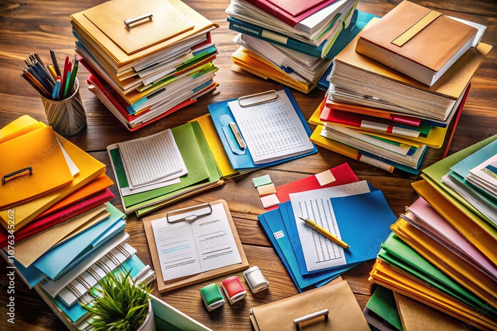 A Comprehensive Collection of Paper Files and Document Illustrations Showcasing Organization, Clutter, and Office Workflow for Document Management and Productivity A Comprehensive Collection of Paper Files and Document Illustrations Showcasing Organization, Clutter, and Office Workflow for Document Management and Productivity