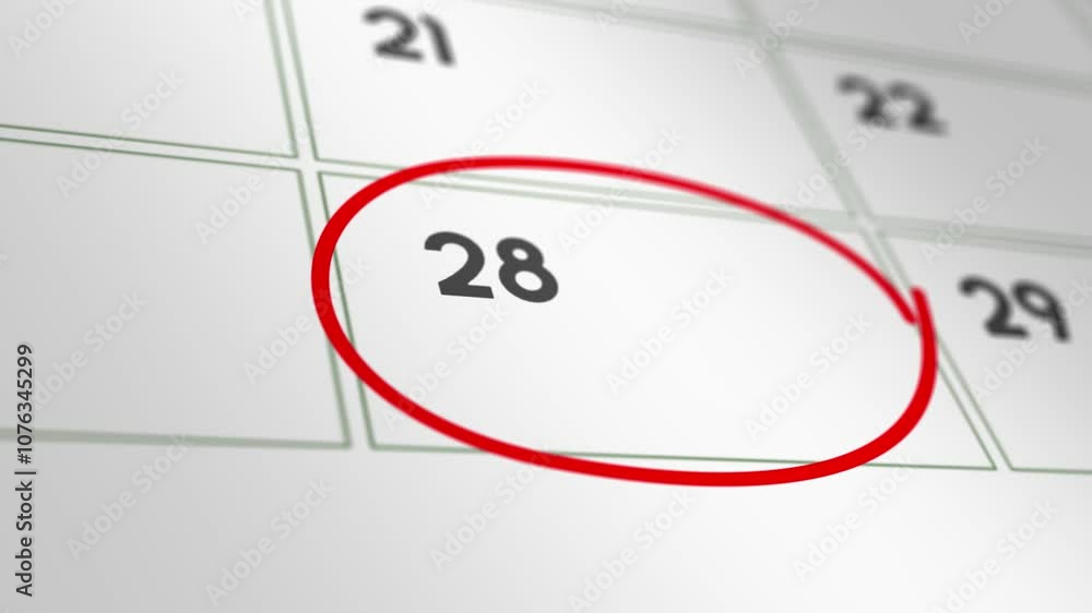 Closeup of Thanksgiving day date reminder marked on a calendar of year 2024. Signing a 28 November day on a calendar by red circle animation, thanksgiving day usa twenty eighth. Closeup of Thanksgiving day date reminder marked on a calendar of year 2024. Signing a 28 November day on a calendar by red circle animation, thanksgiving day usa twenty eighth.