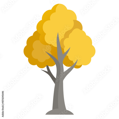 Vibrant Yellow Aspen Tree Vector.