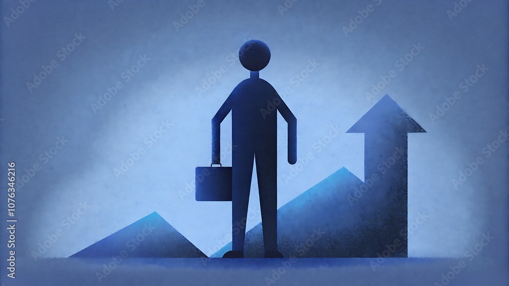 Silhouette of a Business Person with Briefcase Next to Upward Graph Arrow Silhouette of a Business Person with Briefcase Next to Upward Graph Arrow
