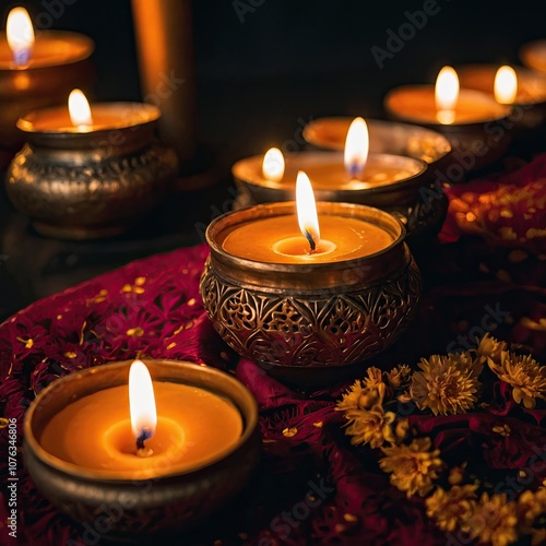 diwali candles celebrtion india holy photo