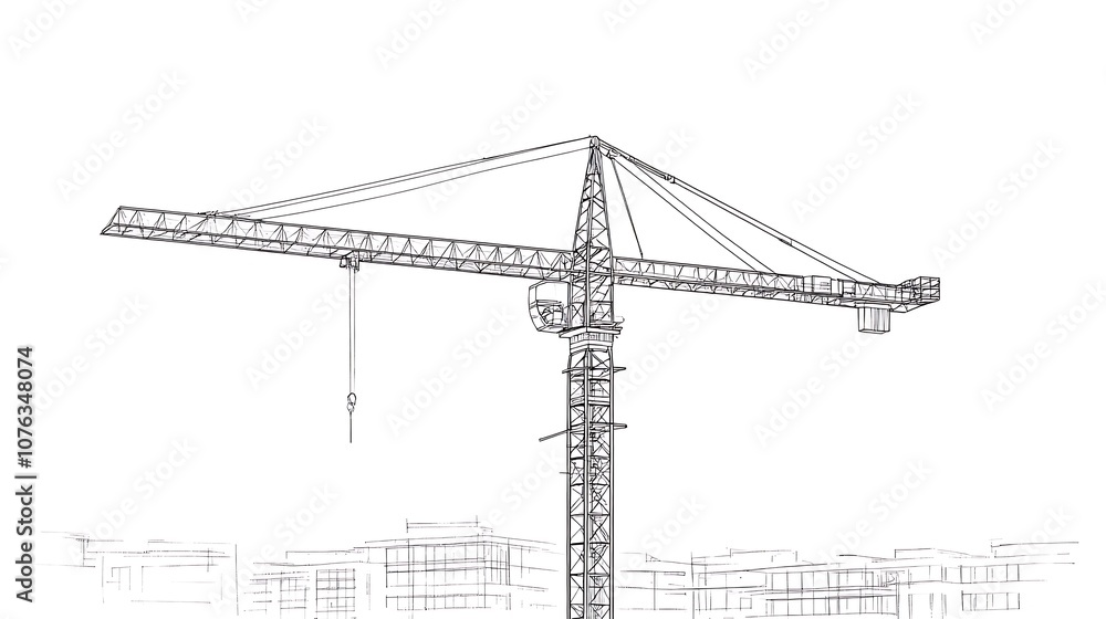 Tower crane used in construction. White background Tower crane used in construction. White background