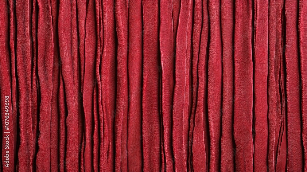 Rich red textured fabric featuring vertical lines, adding depth and elegance to interior designs or fashion applications. Rich red textured fabric featuring vertical lines, adding depth and elegance to interior designs or fashion applications.