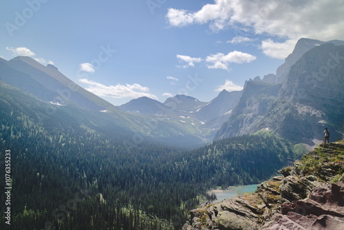 Grinnell lake on the way to Grinnell glacier at Glacier national park, Montana, USA. photo