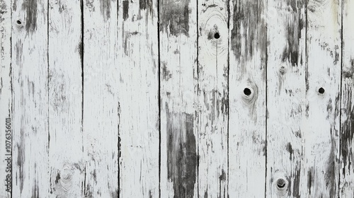 Old rustic white wooden planks with weathered texture for vintage background photo