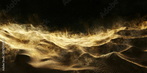 Fototapeta Naklejka Na Ścianę i Meble -  A black and gold background with a lot of smoke and dust