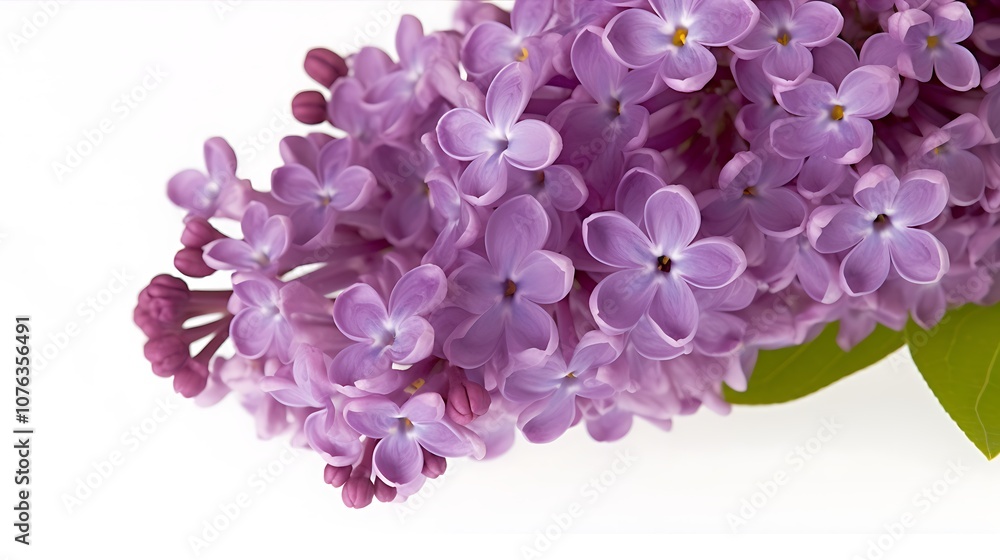 Fototapeta premium Close-up of Delicate Lilac Blossoms with Green Leaves