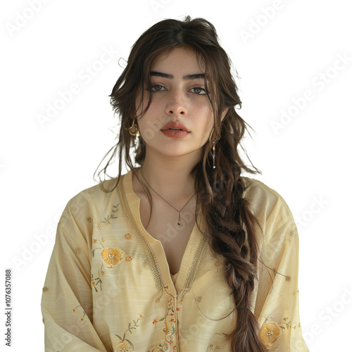 A woman showing signs of boredom on transparent background