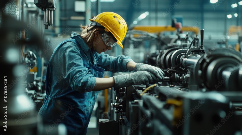 Female Worker Machine Shop. Female Worker Machine Shop.