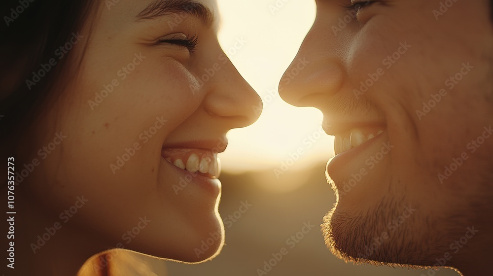 Close-up of a joyful, encouraging smile shared between two people, capturing warmth, connection, and mutual support with soft shadows and a calm, minimalistic background Close-up of a joyful, encouraging smile shared between two people, capturing warmth, connection, and mutual support with soft shadows and a calm, minimalistic background