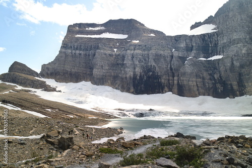 Grinnell Glacier at Glacier national park, Montana, USA. photo