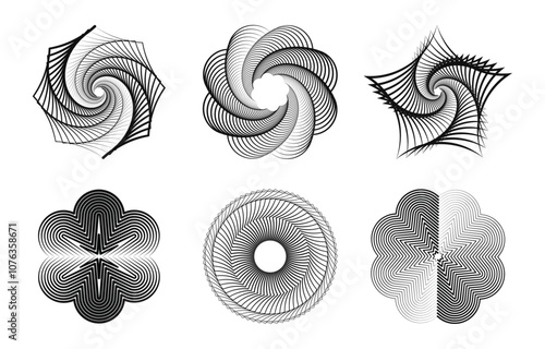 Wallpaper Mural Minimalist black and white: a collection of abstract kaleidoscopic geometric line patterns for versatile design. Torontodigital.ca