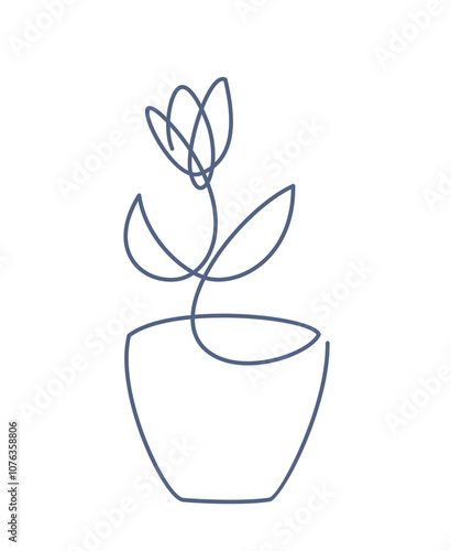 The one line symbol of a stylized flower.