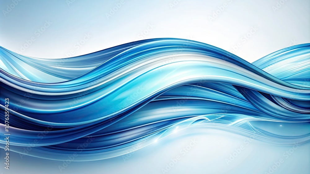 Fototapeta premium Elegant Wave Patterns in Blue and White on a Clean Background for Contemporary Art and Design Inspiration