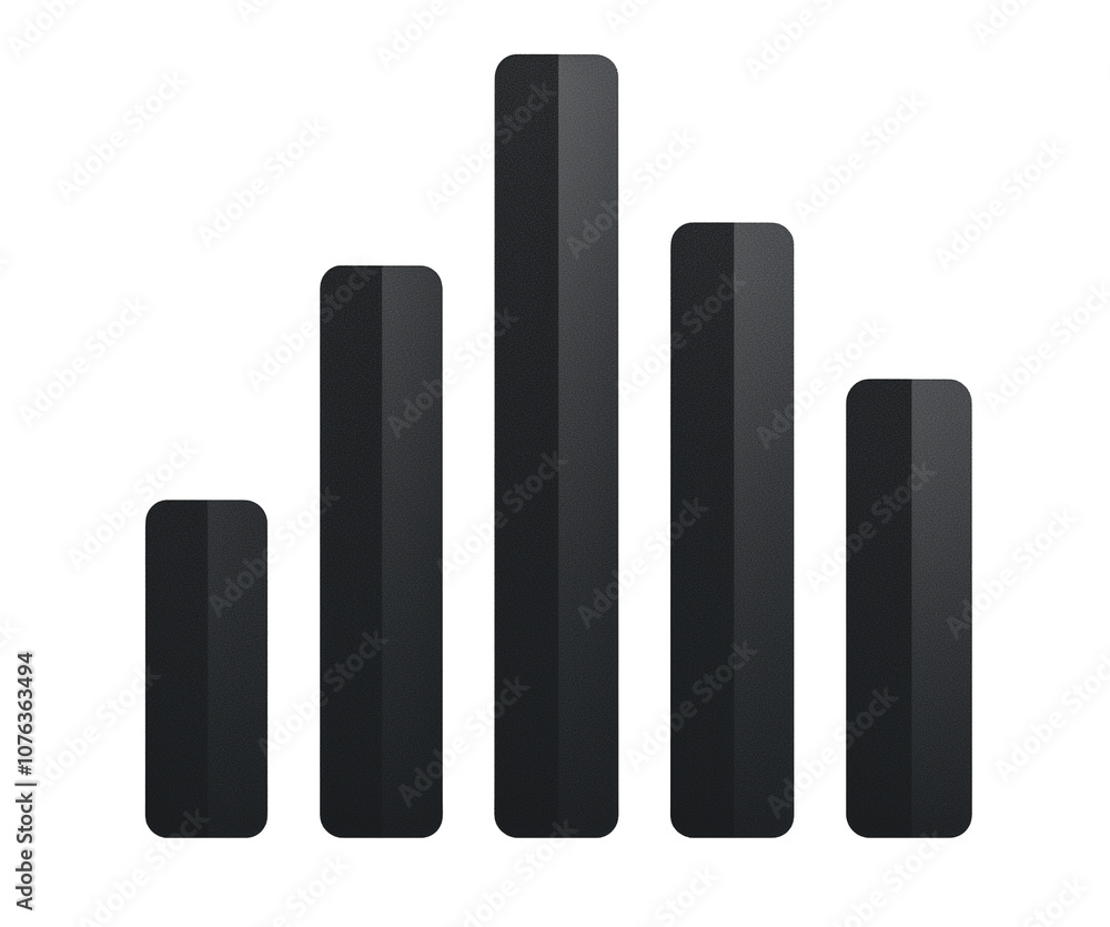 Minimalist icon of bar chart with ascending bars, symbolizing growth and progress in sleek, modern design Minimalist icon of bar chart with ascending bars, symbolizing growth and progress in sleek, modern design