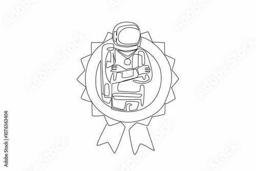 Wallpaper Mural Continuous one line drawing astronaut crossed arm on chest while medal around neck. Inspiring future generations to dream big. Employee Appreciation Day. Single line draw design vector illustration Torontodigital.ca