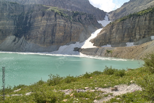 Grinnell Glacier at Glacier national park, Montana, USA photo